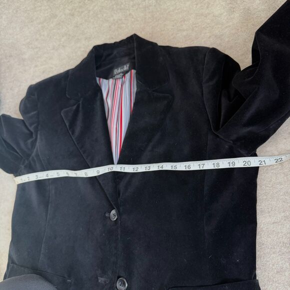 Vtg Rafaella Black Velvet Structured 2 Button Blazer Women’s 12 Retro Preppy - Picture 7 of 9